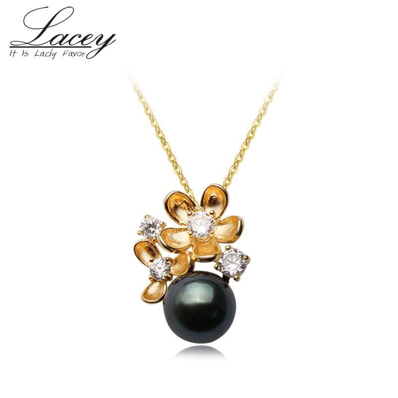 Perfect Round Natural Black Pearl Pendant Necklace For Women