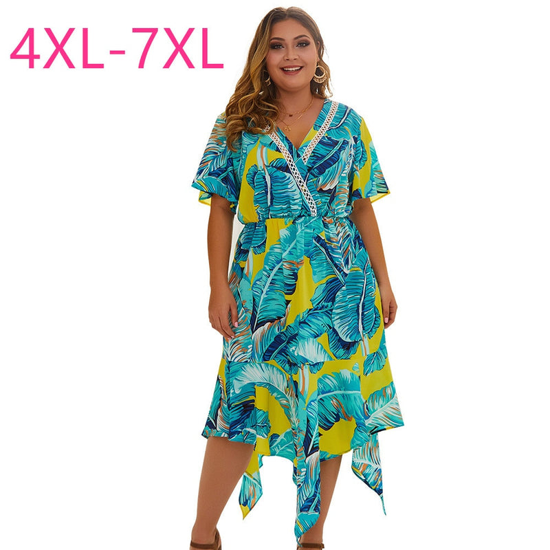 New summer plus size midi dress for women