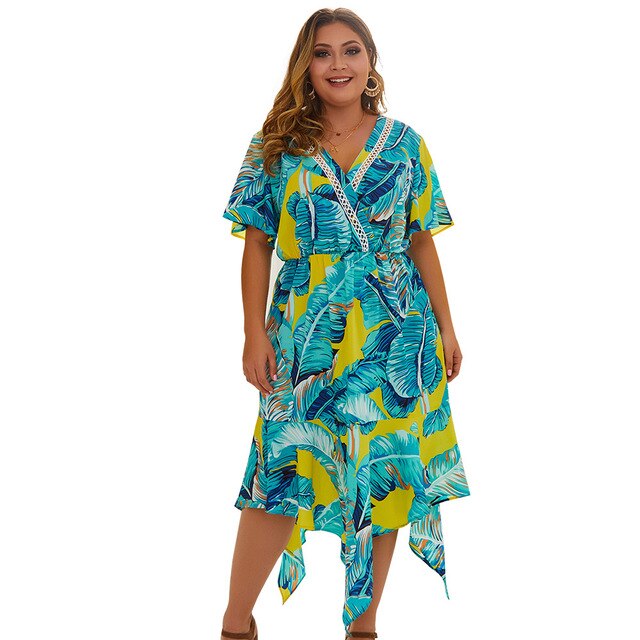 New summer plus size midi dress for women