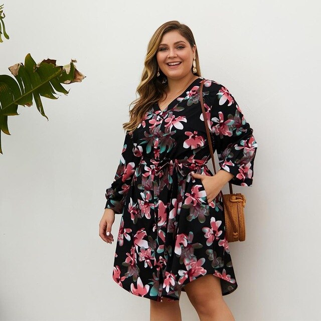 New spring autumn plus size midi dress for women