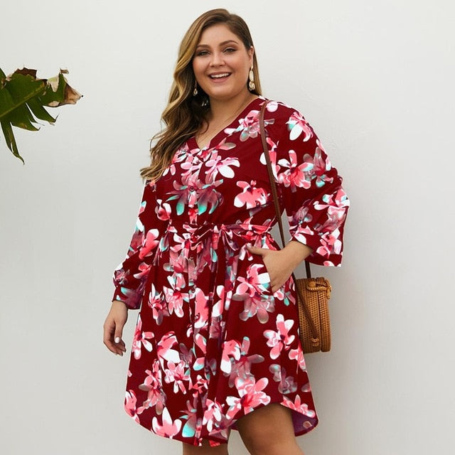 New spring autumn plus size midi dress for women