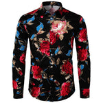 Hawaiian Men Shirt Brand Rose Floral Print