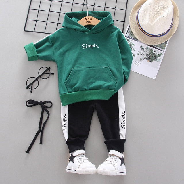 Boy Girl Letter Hoodie Patchwork Pants 2Pcs/set