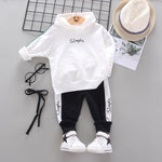 Boy Girl Letter Hoodie Patchwork Pants 2Pcs/set