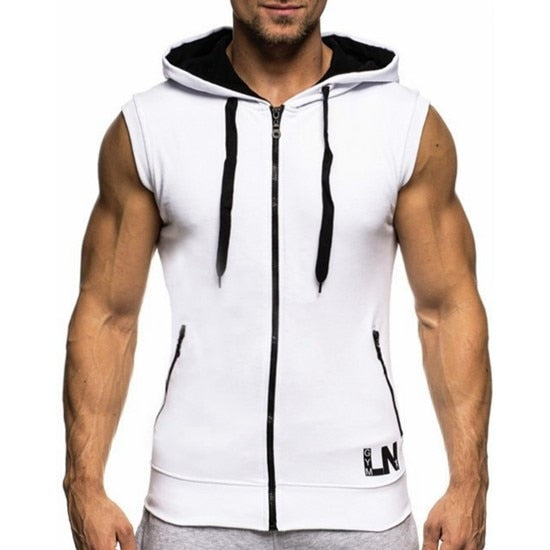 Men's Sleeveless Hoodies Cardigans Jacket Summer Causal