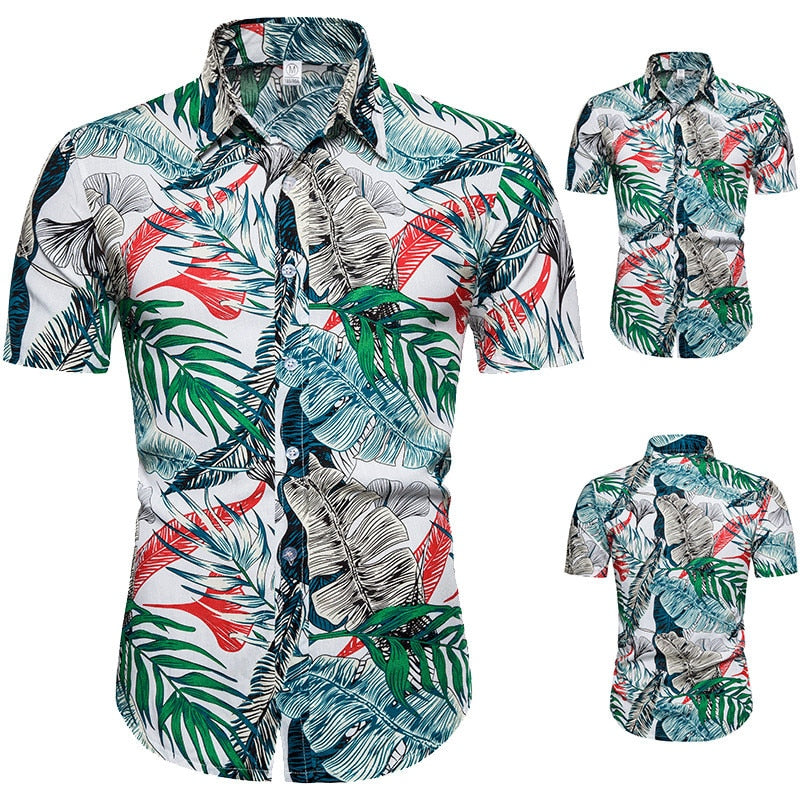 Summer Mens Leaf Print Shirts 2020 New Fashion Brand