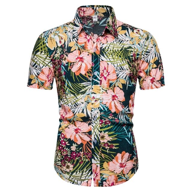 Summer Mens Leaf Print Shirts 2020 New Fashion Brand