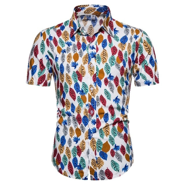 Summer Mens Leaf Print Shirts 2020 New Fashion Brand