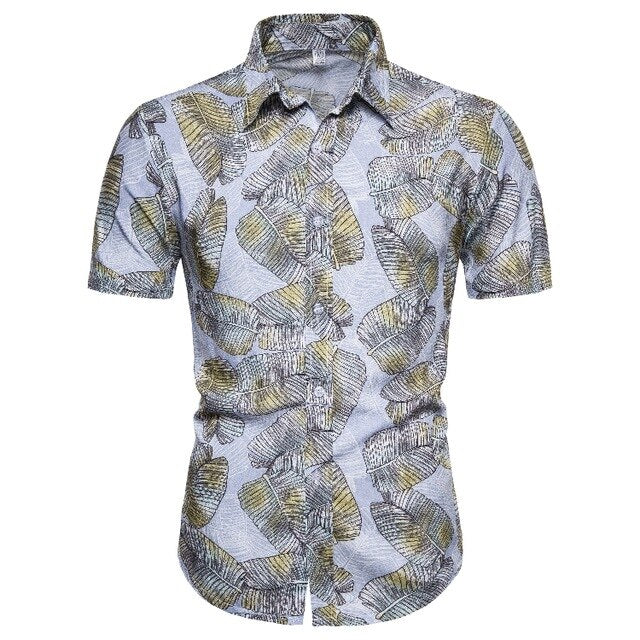 Summer Mens Leaf Print Shirts 2020 New Fashion Brand