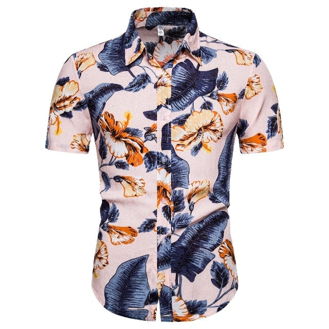 Summer Mens Leaf Print Shirts 2020 New Fashion Brand