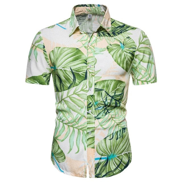 Summer Mens Leaf Print Shirts 2020 New Fashion Brand