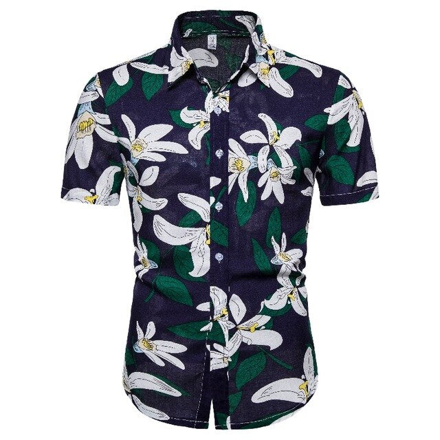 Summer Mens Leaf Print Shirts 2020 New Fashion Brand