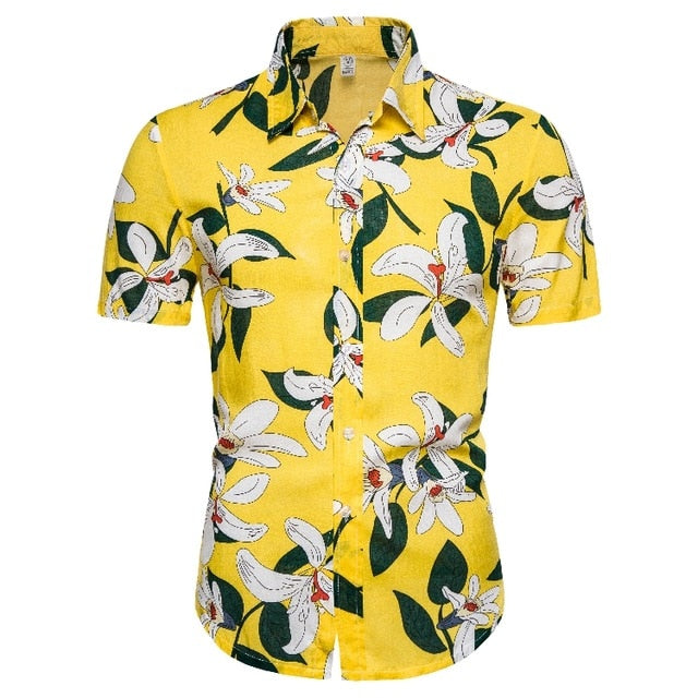 Summer Mens Leaf Print Shirts 2020 New Fashion Brand