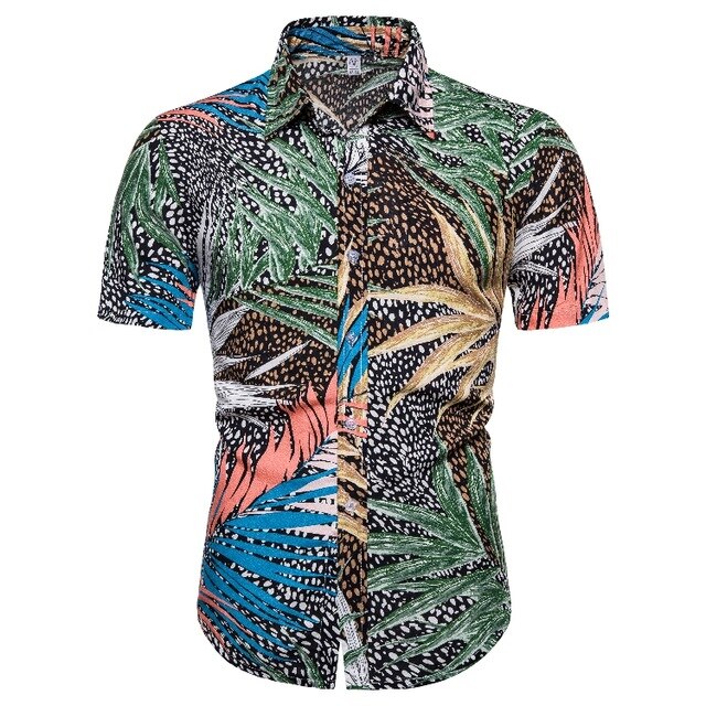 Summer Mens Leaf Print Shirts 2020 New Fashion Brand