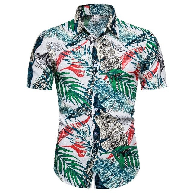 Summer Mens Leaf Print Shirts 2020 New Fashion Brand