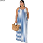 Plus size XL-5XL Summer women fashion Striped Print