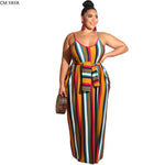 Plus size XL-5XL Summer women fashion Striped Print