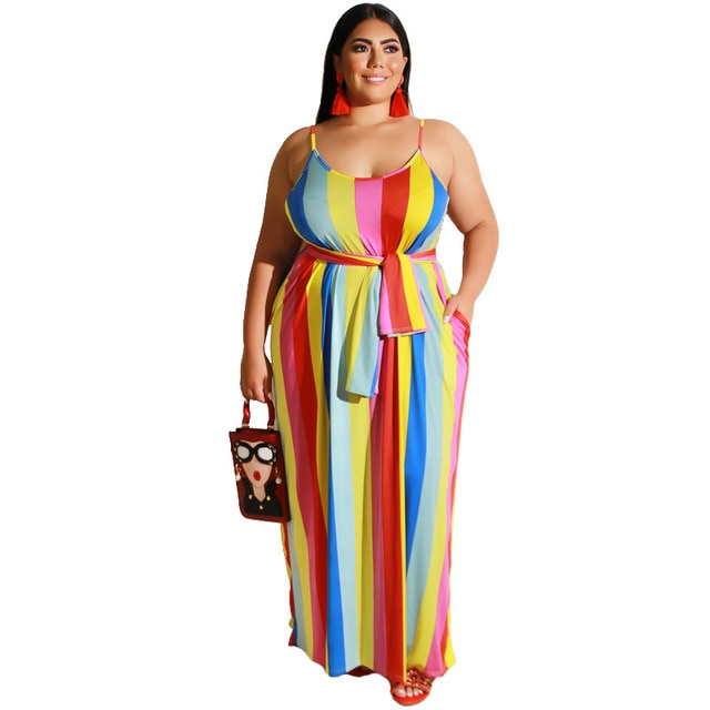 Plus size XL-5XL Summer women fashion Striped Print