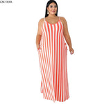 Plus size XL-5XL Summer women fashion Striped Print