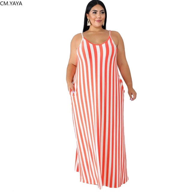 Plus size XL-5XL Summer women fashion Striped Print