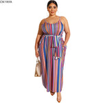 Plus size XL-5XL Summer women fashion Striped Print