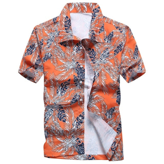 US New Hawaiian Shirt Mens Flower Beach style