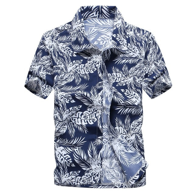 US New Hawaiian Shirt Mens Flower Beach style