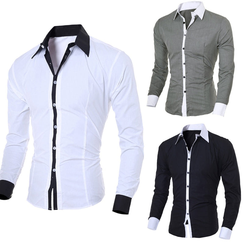 Personality Men's Casual Slim Long sleeve Shirt