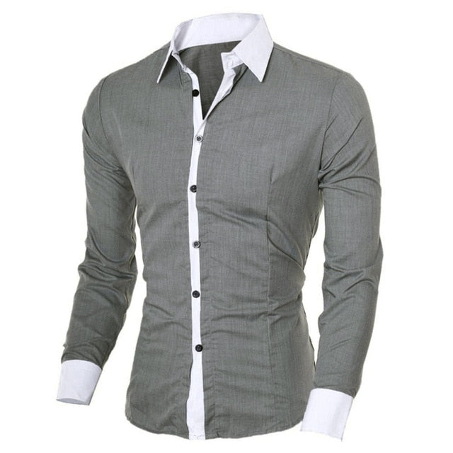 Personality Men's Casual Slim Long sleeve Shirt