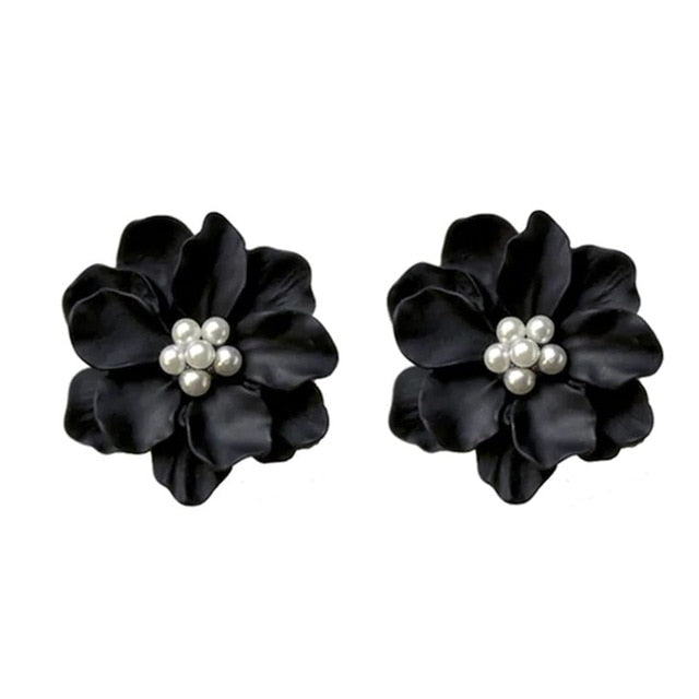 Sexy Woman Black Flower Earrings Party