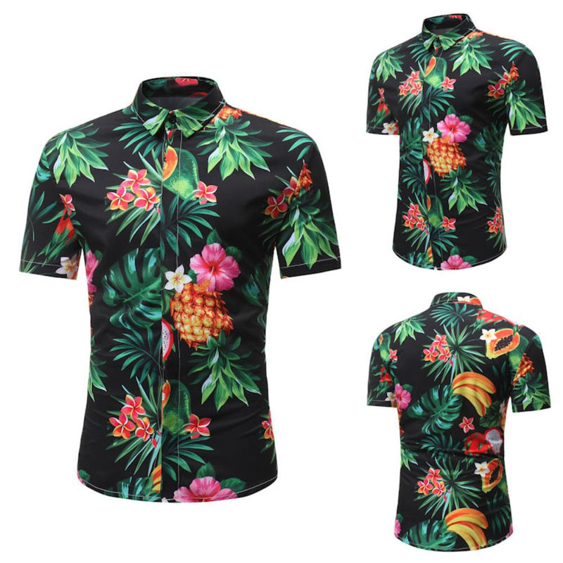 Hawaiian beach man pineapple leaf print