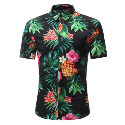 Hawaiian beach man pineapple leaf print