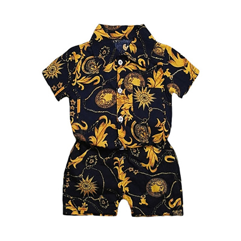 Flower Print Shirt Clothing Costume Baby Boys Clothes Set