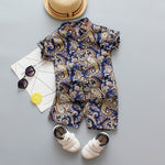 Flower Print Shirt Clothing Costume Baby Boys Clothes Set