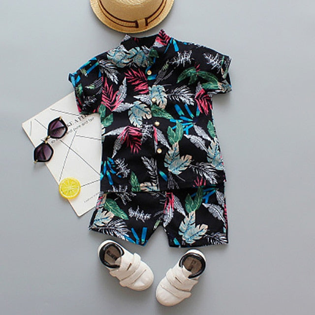 Flower Print Shirt Clothing Costume Baby Boys Clothes Set