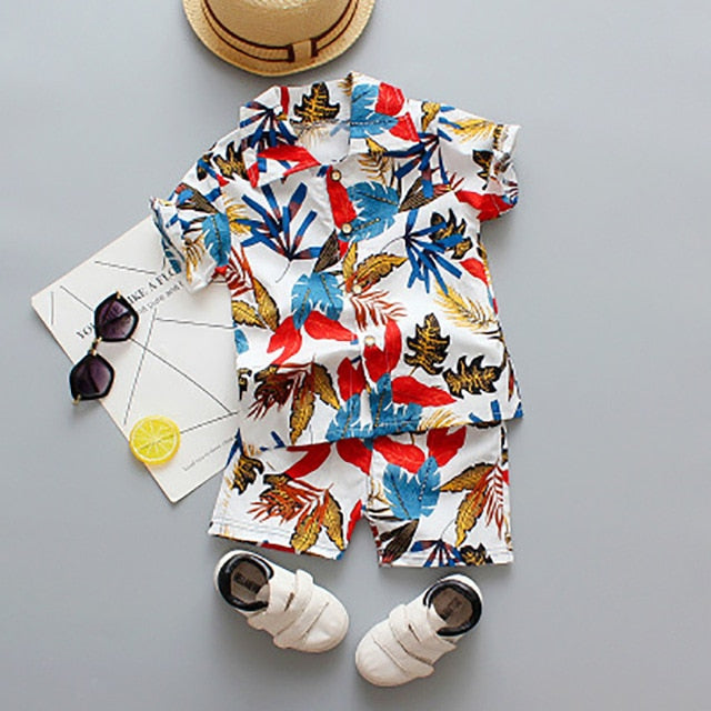 Flower Print Shirt Clothing Costume Baby Boys Clothes Set