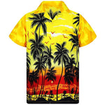 Mens Red Hawaiian Shirt Fashion Palm Tree Printed