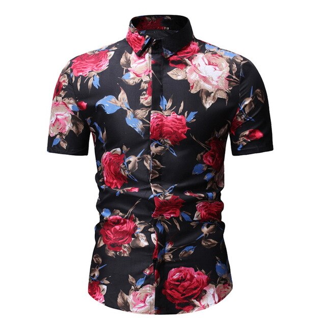 Mens Summer Beach Hawaiian Shirt Brand Short Sleeve