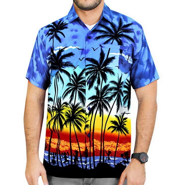 2020 New Hawaiian Print Beach Shirt Fashion