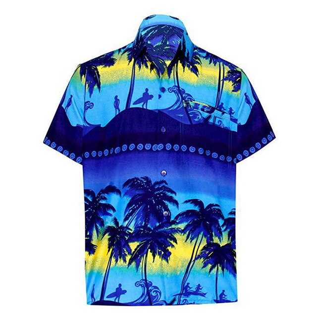 2020 New Hawaiian Print Beach Shirt Fashion