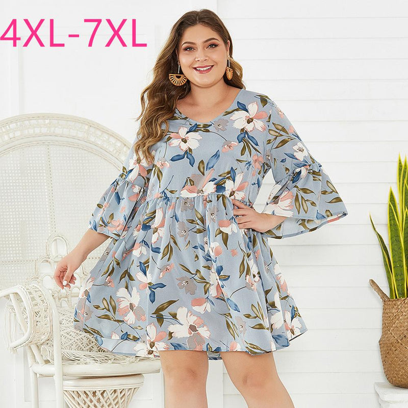 New spring autumn plus size knee length dress for women