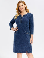 Plus Size Denim Dress high flexibility  Slim Fit