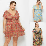 Floral Printed Plus Size Boho Beach Dress 2020