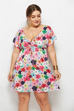 Floral Printed Plus Size Boho Beach Dress 2020