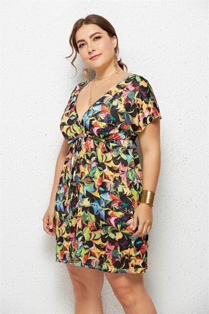 Floral Printed Plus Size Boho Beach Dress 2020