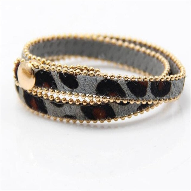 Leopard Leather Bracelets For Women