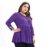 5XL Plus Size Women Tops Pleated Long Sleeve