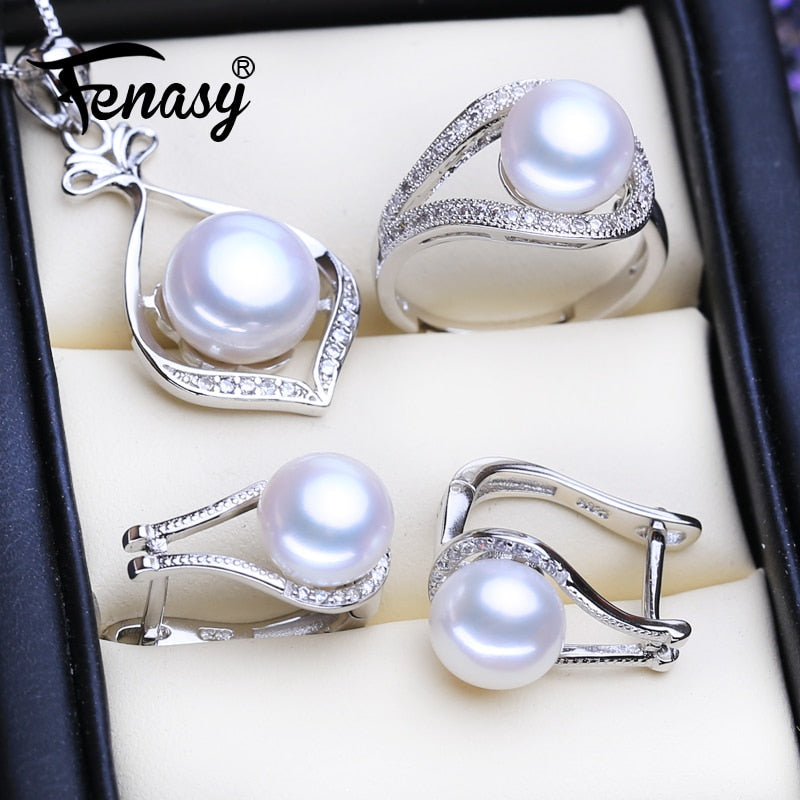 FENASY 925 Sterling Silver Pendant Necklace Jewelry Sets