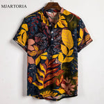 Hawaiian shirt Holiday Shirts Men Cotton Linen Printed