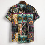 Hawaiian shirt Holiday Shirts Men Cotton Linen Printed